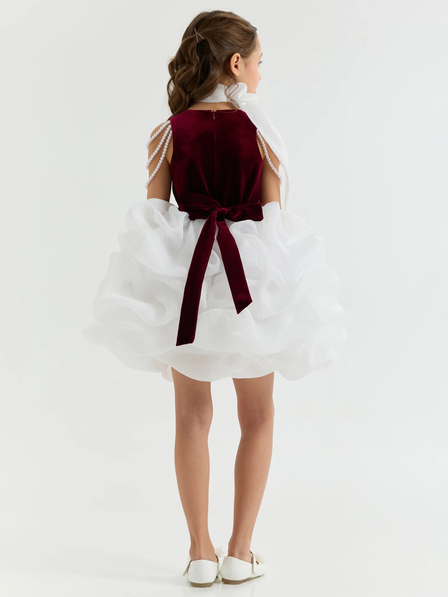 Dress "Coco", bordo-white