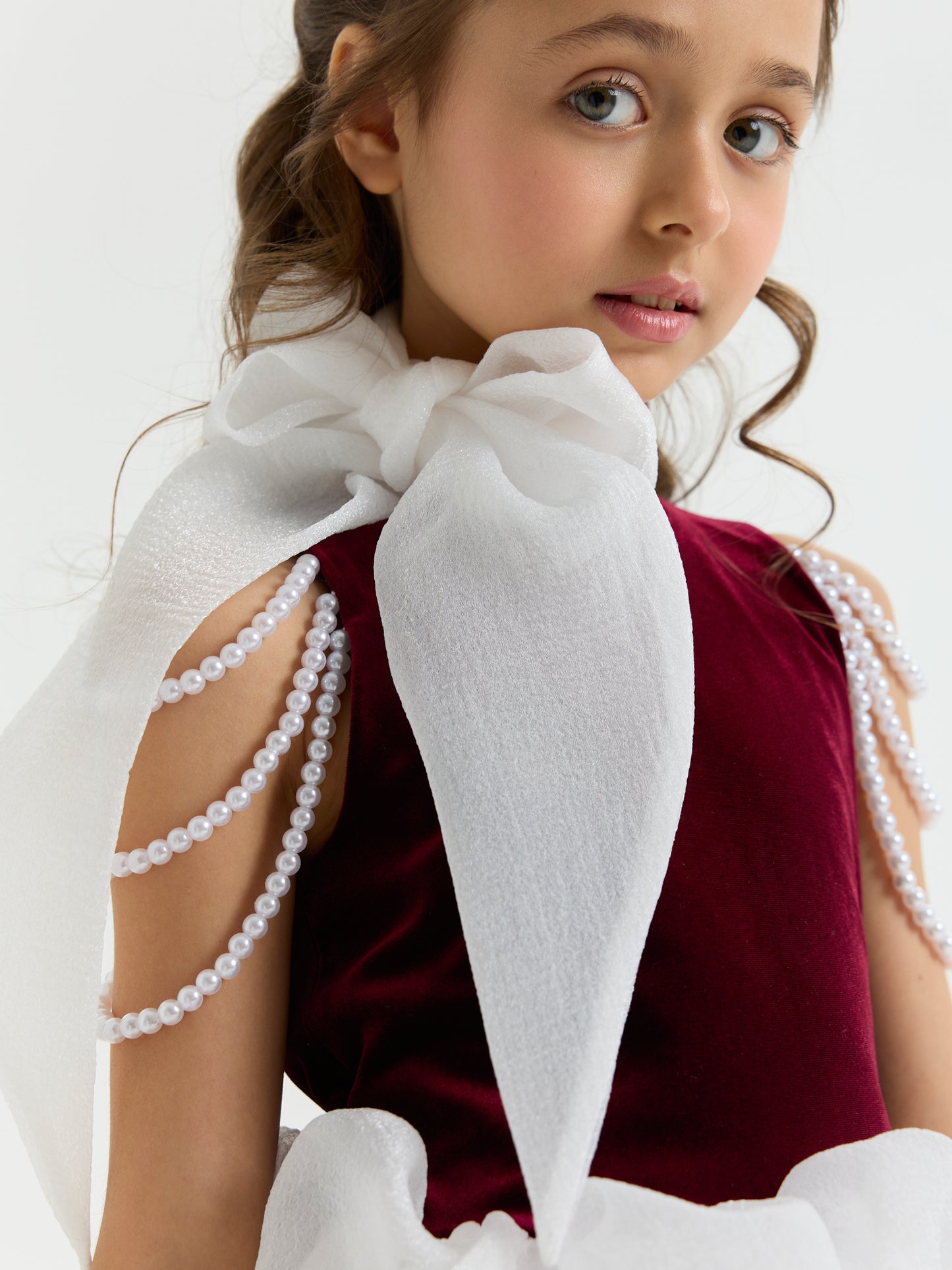 Dress "Coco", bordo-white