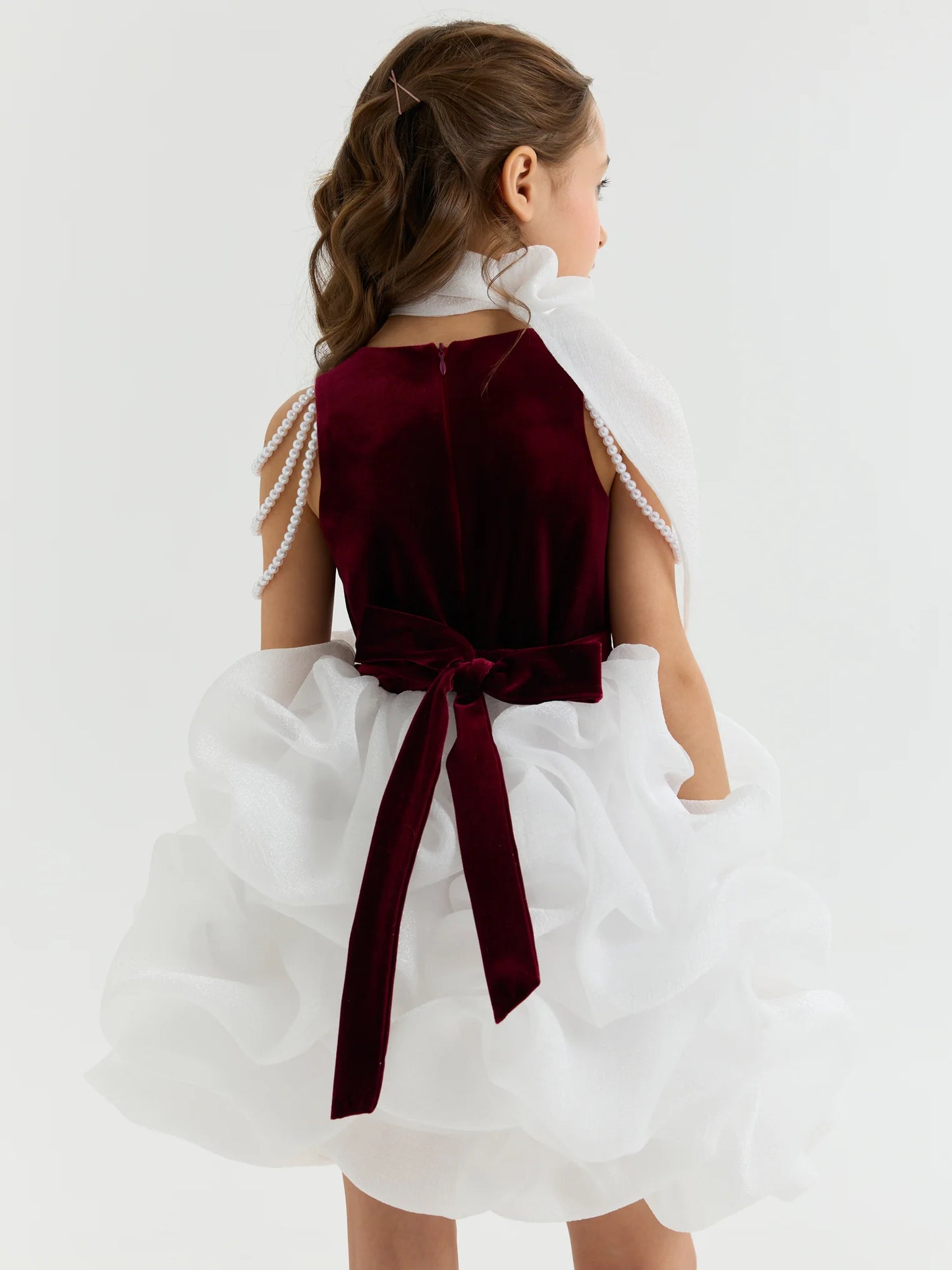 Dress "Coco", bordo-white