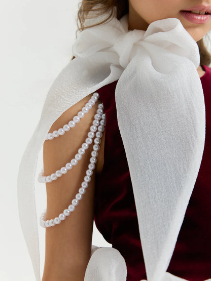 Dress "Coco", bordo-white