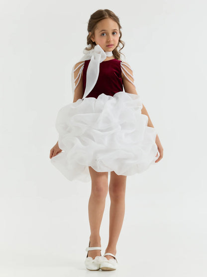 Dress "Coco", bordo-white