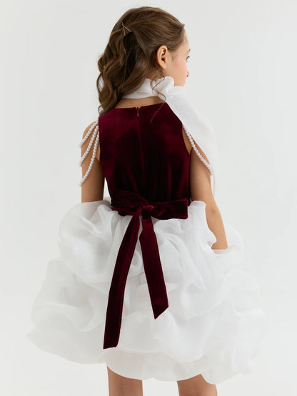 Dress "Coco", bordo-white